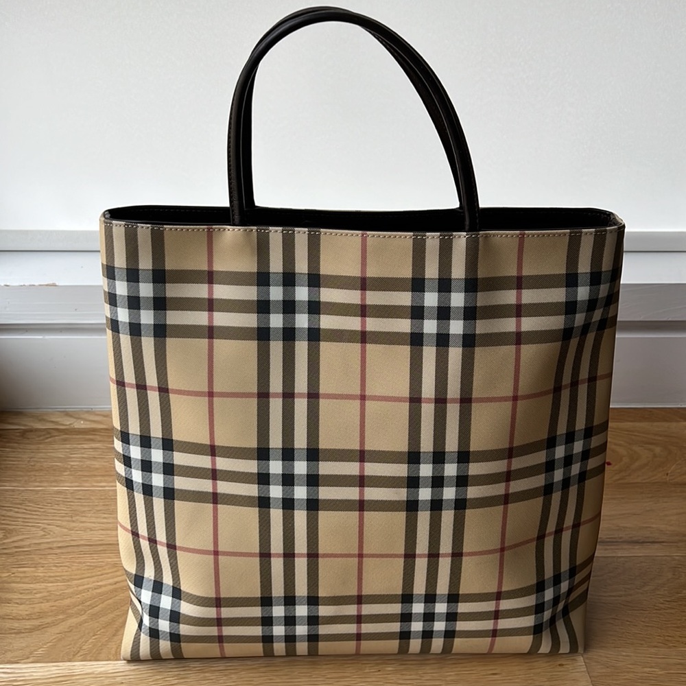 Burberry Beige and Black Checkered Tote - Picture 2 of 10